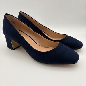 Expression RamonaNavy Navy Blue Suede‑Like Block Heel Pumps Size 9